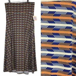 LULAROE Maxi Skirt Long Arrows Herringbone Southwestern Modest Boho Plus Size 2X